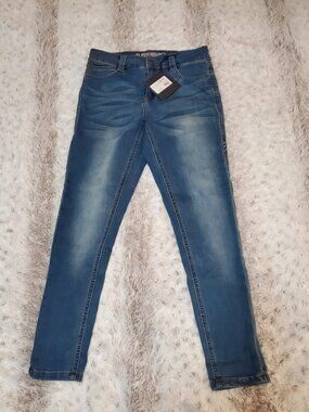 NWT Rubberband Stretch Skinny Jeans Size 26 3/4 Blue Denim Boutique New/